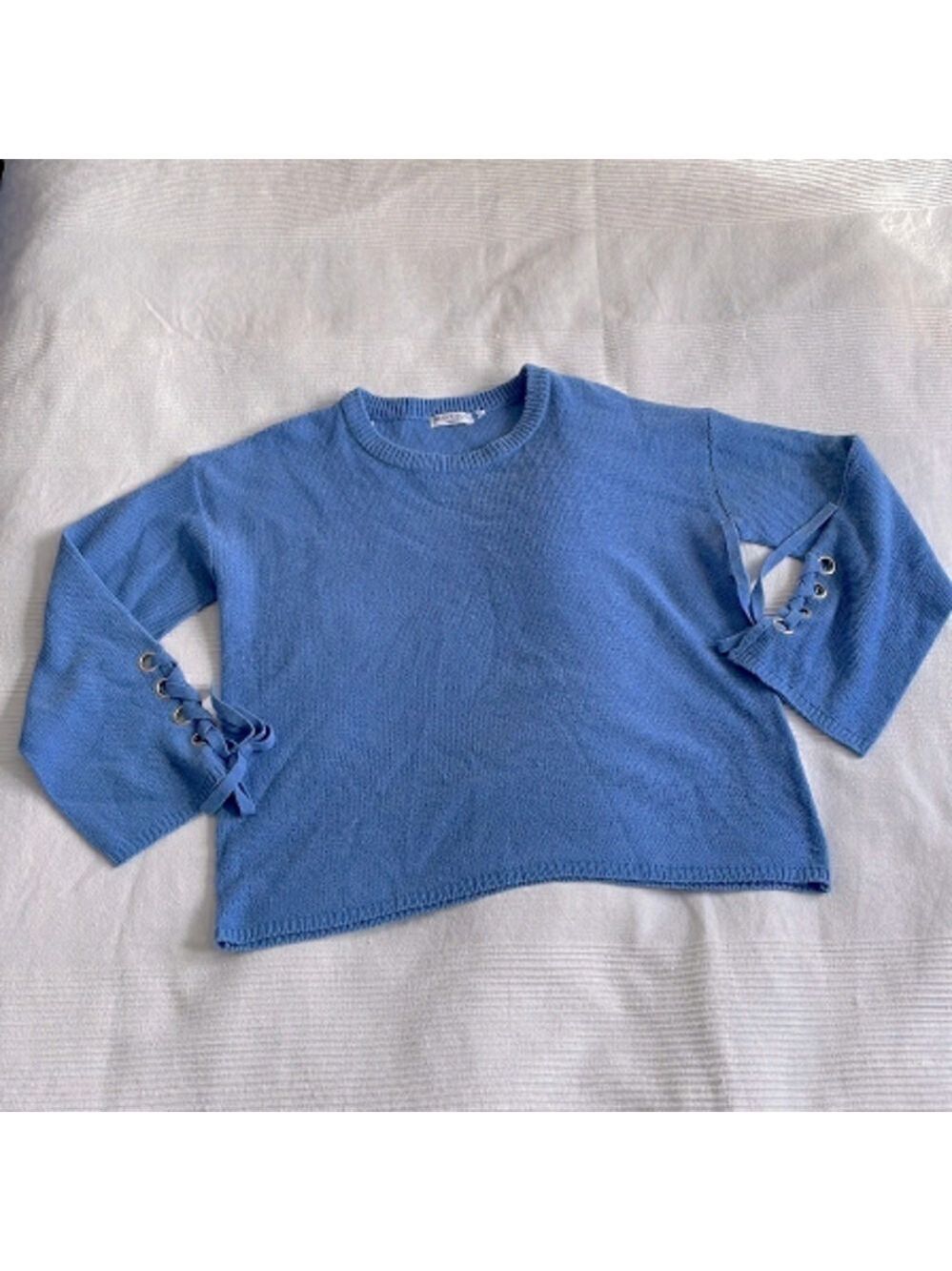 𝅺brave Soul London Periwinkle Blue Lace-up Sleeve Oversized Sweater Size Medium